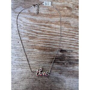 Brighton LOVE Necklace Silver Tone Heart Charm Pendant NEW